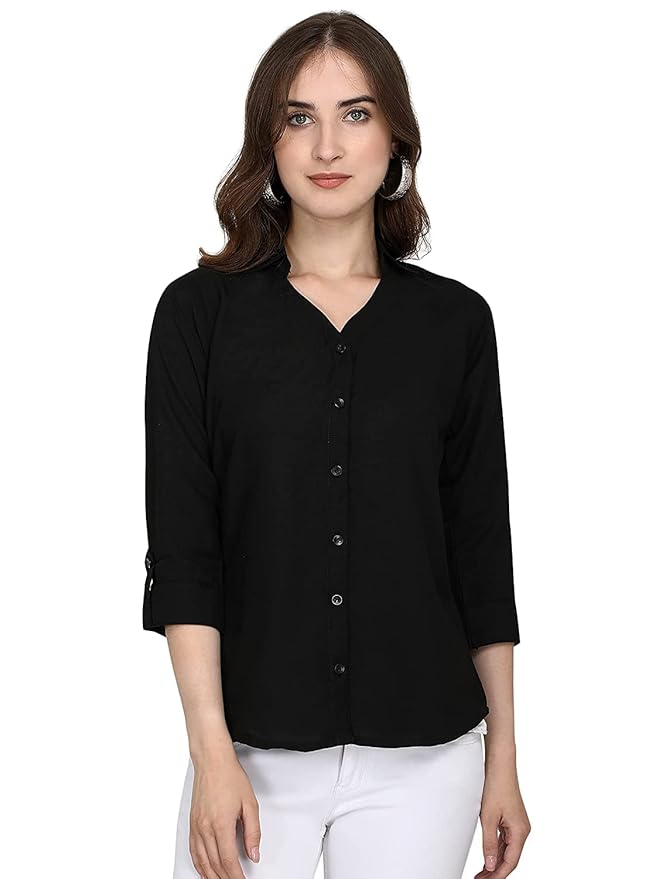 GRECIILOOKS Solid Regular Fit Long Tops Oversized Shirt for Women