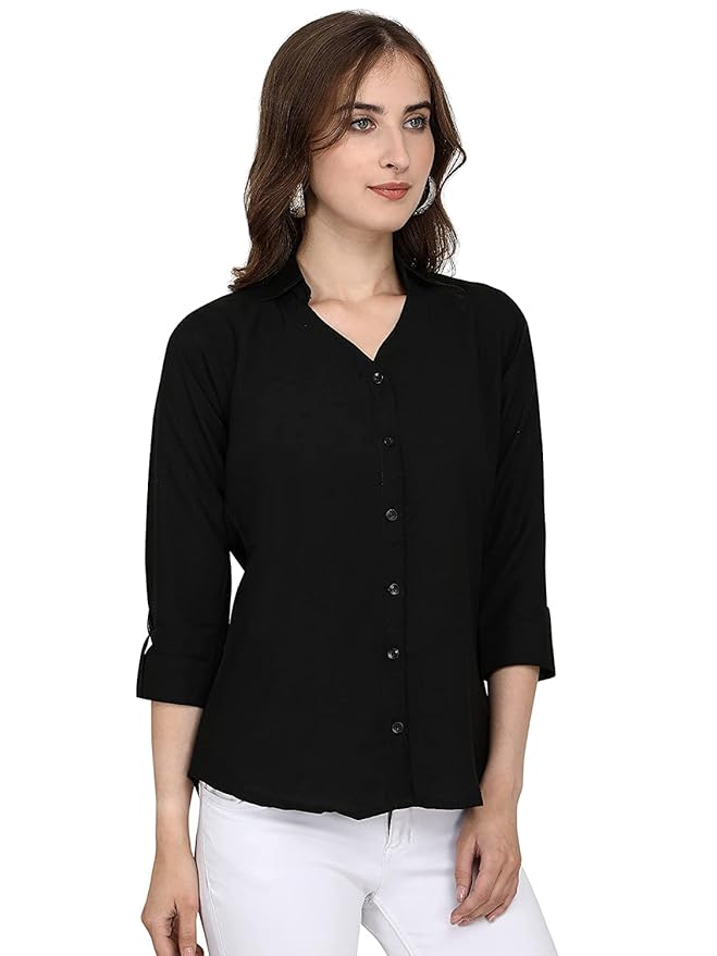 GRECIILOOKS Solid Regular Fit Long Tops Oversized Shirt for Women