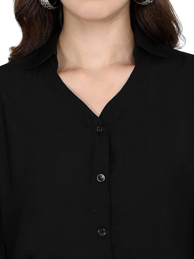 GRECIILOOKS Solid Regular Fit Long Tops Oversized Shirt for Women