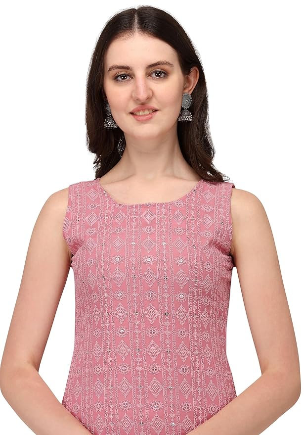 SHOPPING QUEEN Georgette Chikankari Kurta,Palazzo Set