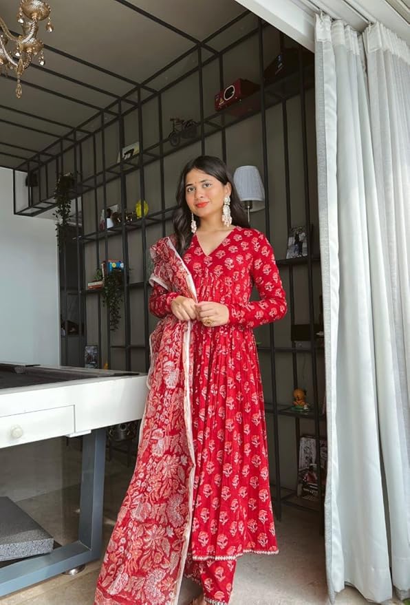 Rangnavi Women's Printed Kurta with Palazzo & Dupatta | Ethnic set | Kurta set