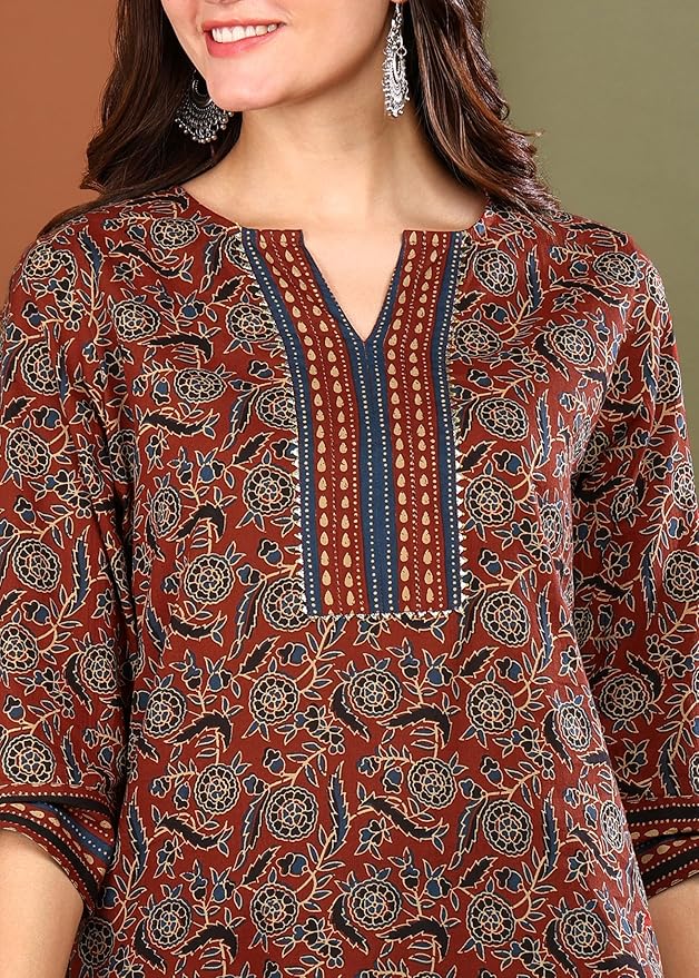 Yash Gallery Women's Cotton Regular Fit Casual Kurta