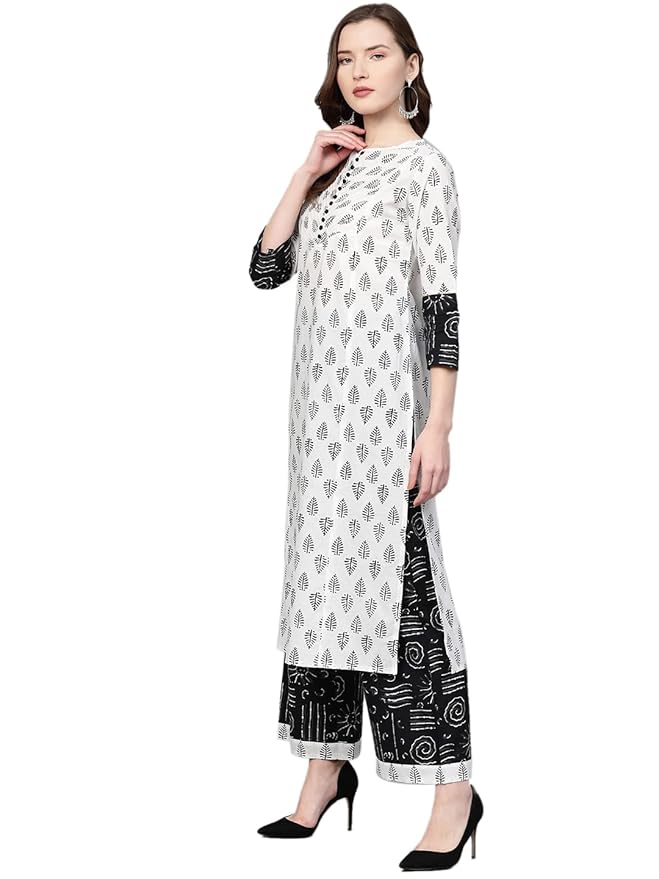 Yash Gallery Women'S Cotton Floral Printed Straight Kurta Palazzo & Dupatta Set For Women