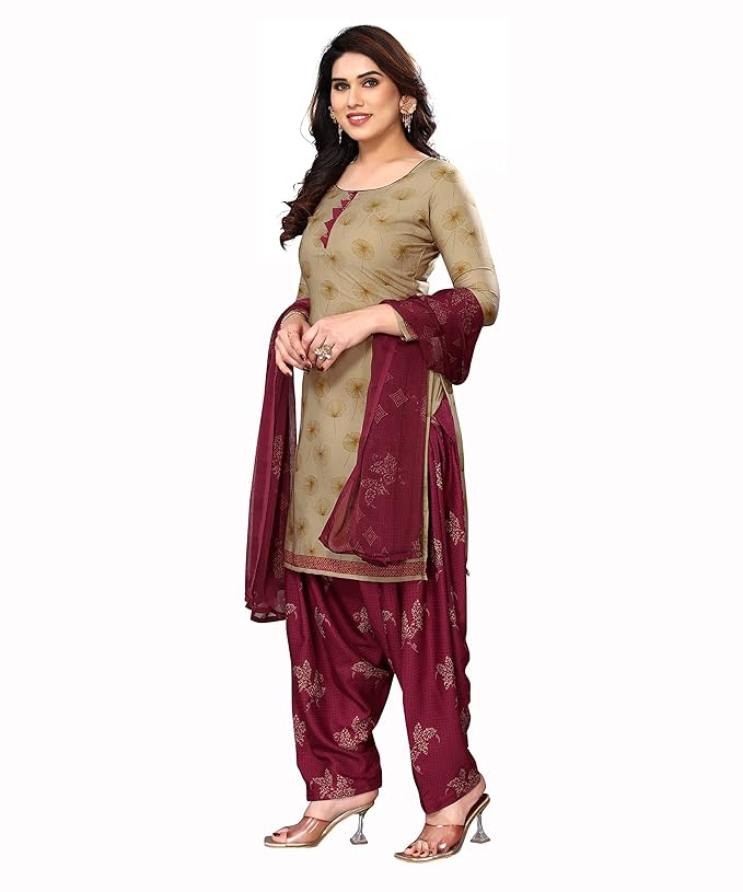 Yashika Women's Crepe Printed Unstitched Salwar Suit Dress Material With Dupatta(NEW-RINKY CHIKU)