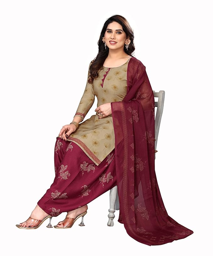 Yashika Women's Crepe Printed Unstitched Salwar Suit Dress Material With Dupatta(NEW-RINKY CHIKU)
