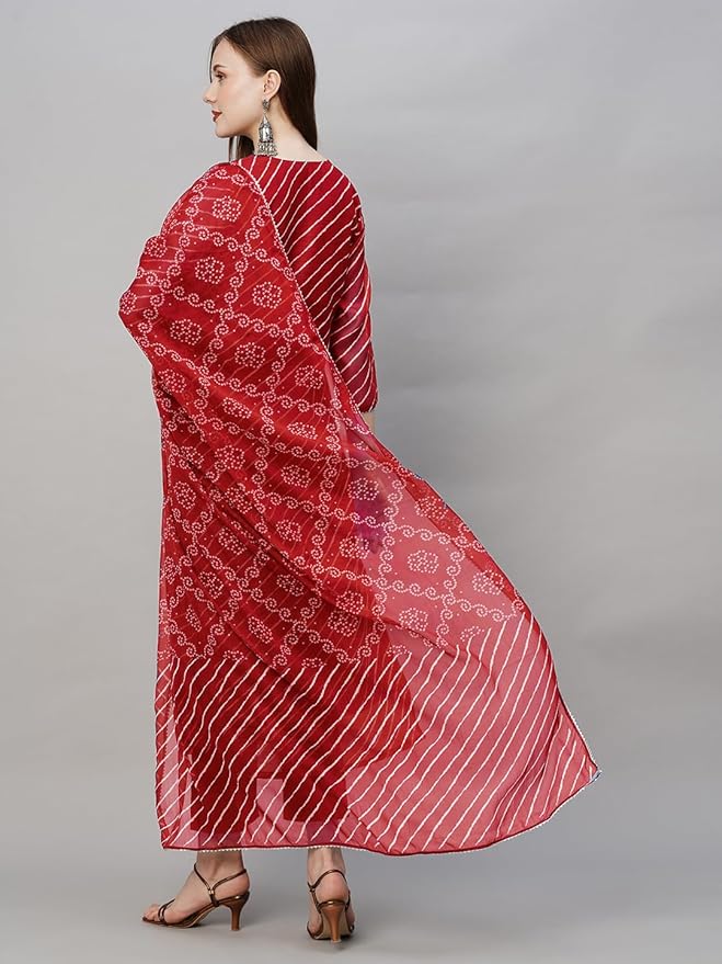ANNI DESIGNER Women's Cotton Blend Straight Printed Kurta with Pant & Dupatta