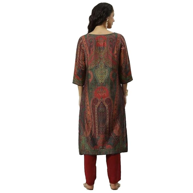 BIBA Solid Polyester Straight Fit Womens Kurta