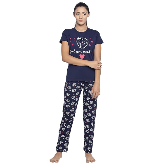 Real Basics Women's Cotton Animal Print Pajama Set Pack of 2