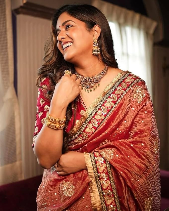 JULEE Women's Twill Net Embroidred Saree (Crush-New)