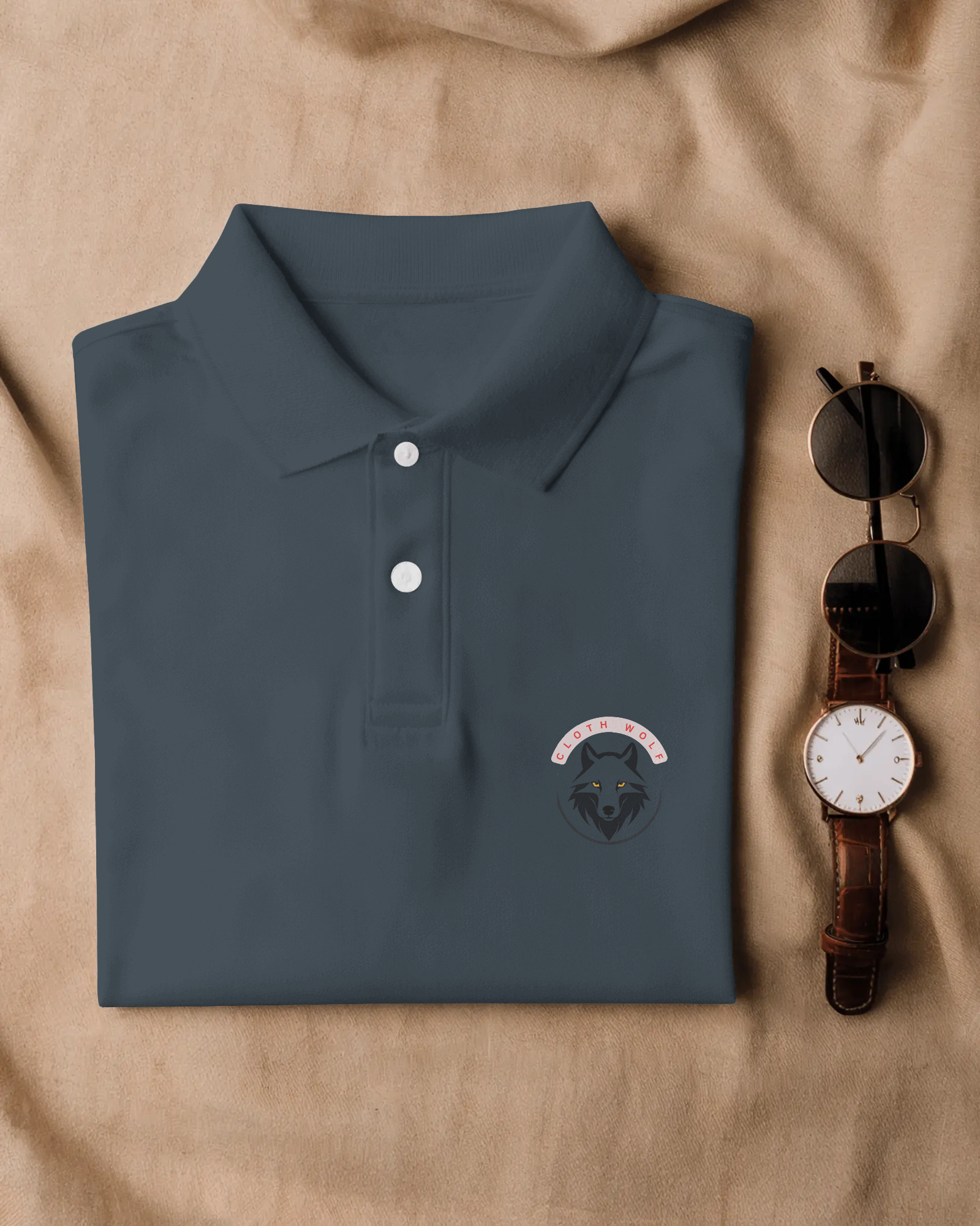  Cloth Wolf Premium Polo T-Shirt – Embroidered Edition (220 GSM)