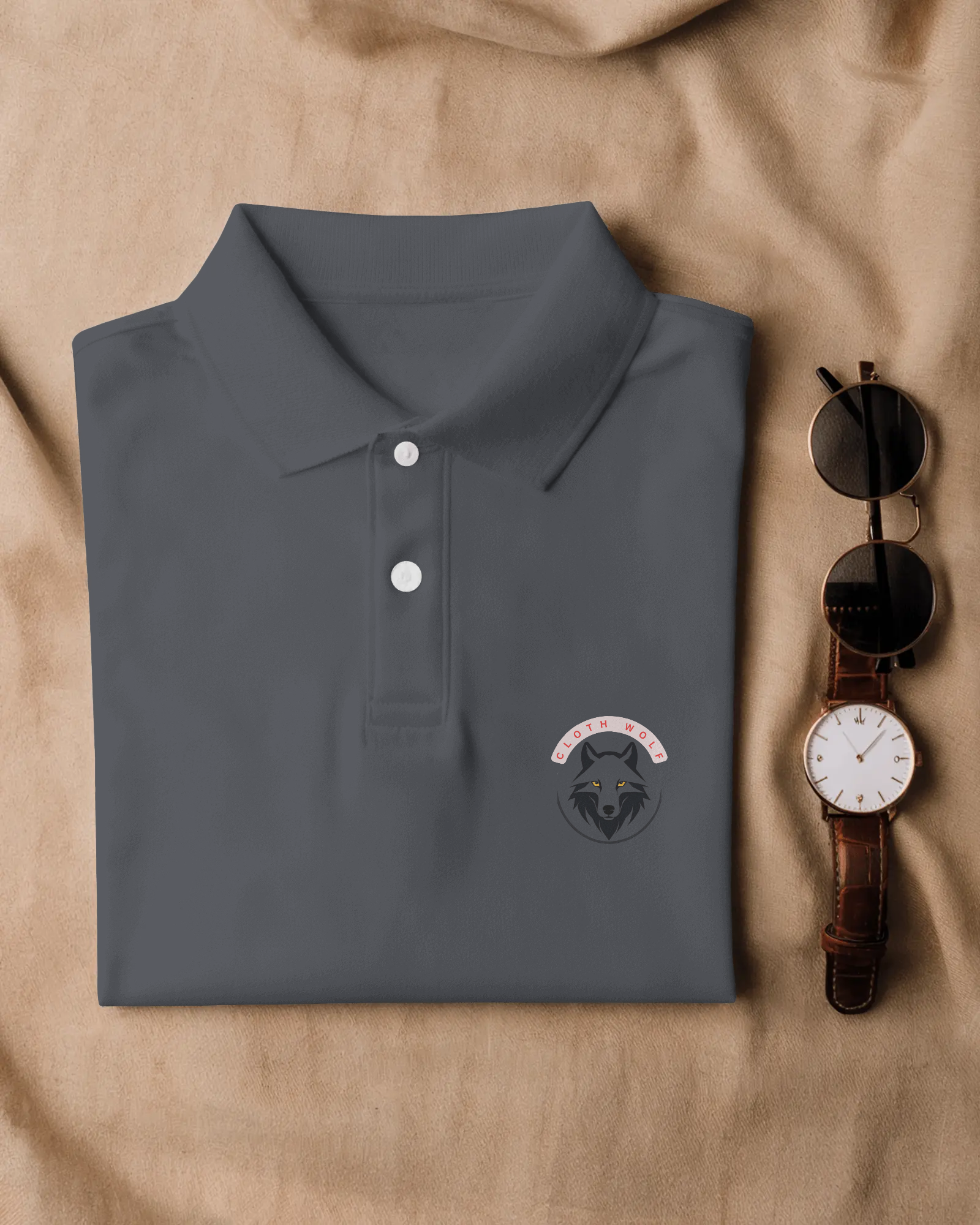  Cloth Wolf Premium Polo T-Shirt – Embroidered Edition (220 GSM)