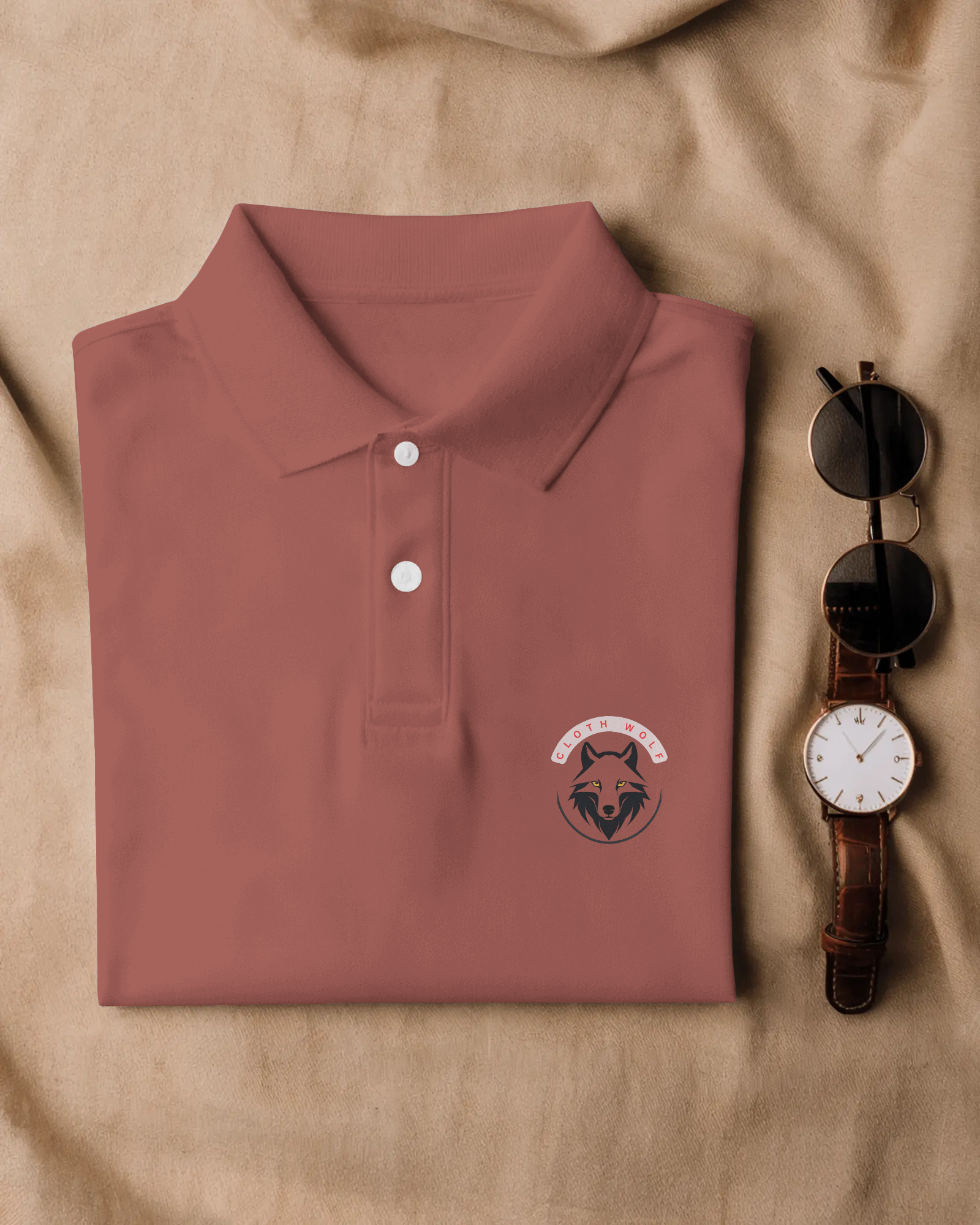  Cloth Wolf Premium Polo T-Shirt – Embroidered Edition (220 GSM)