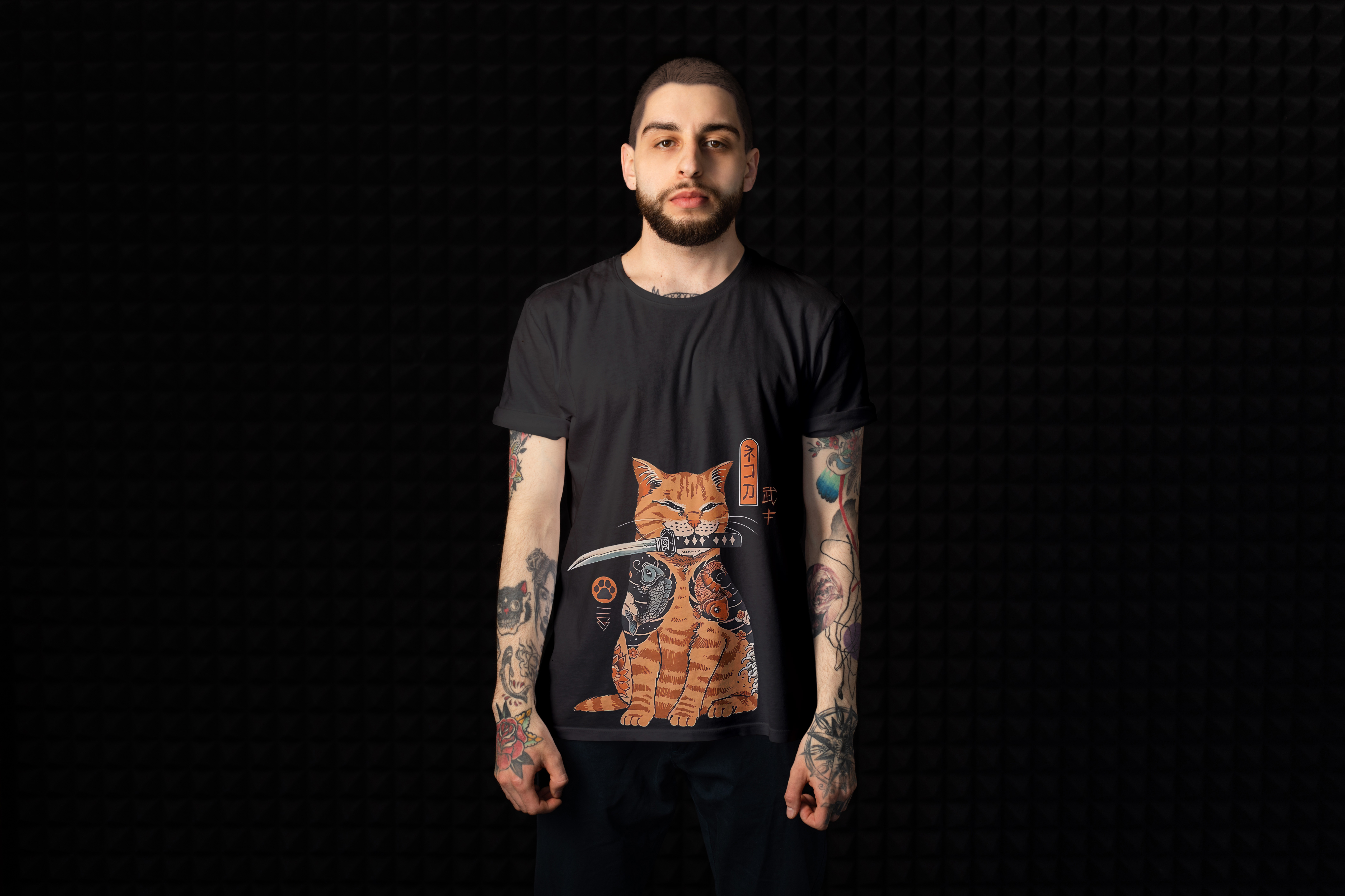 Cloth Wolf Oversized T-Shirt – “Samurai Cat” Edition