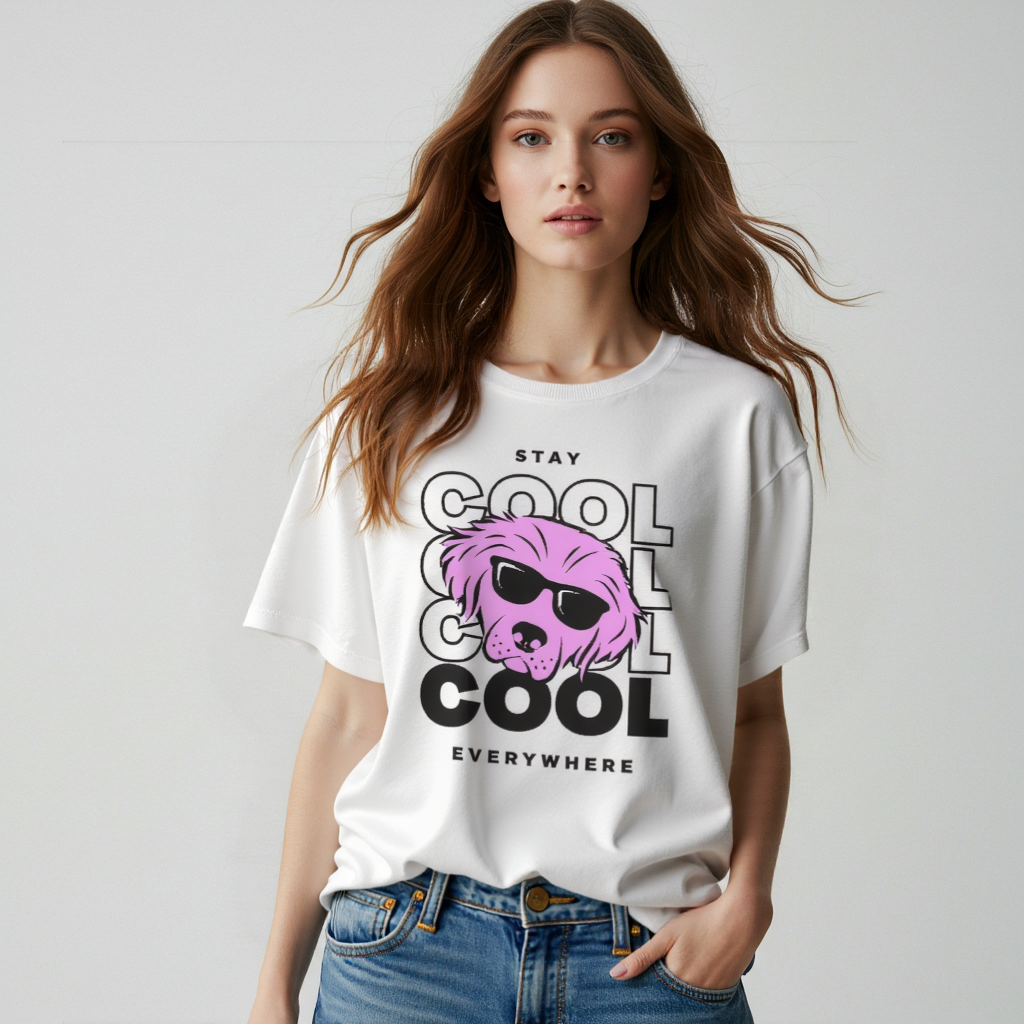 “Stay Cool Everywhere” Oversized Tee – Bold Looks, Chill Vibes