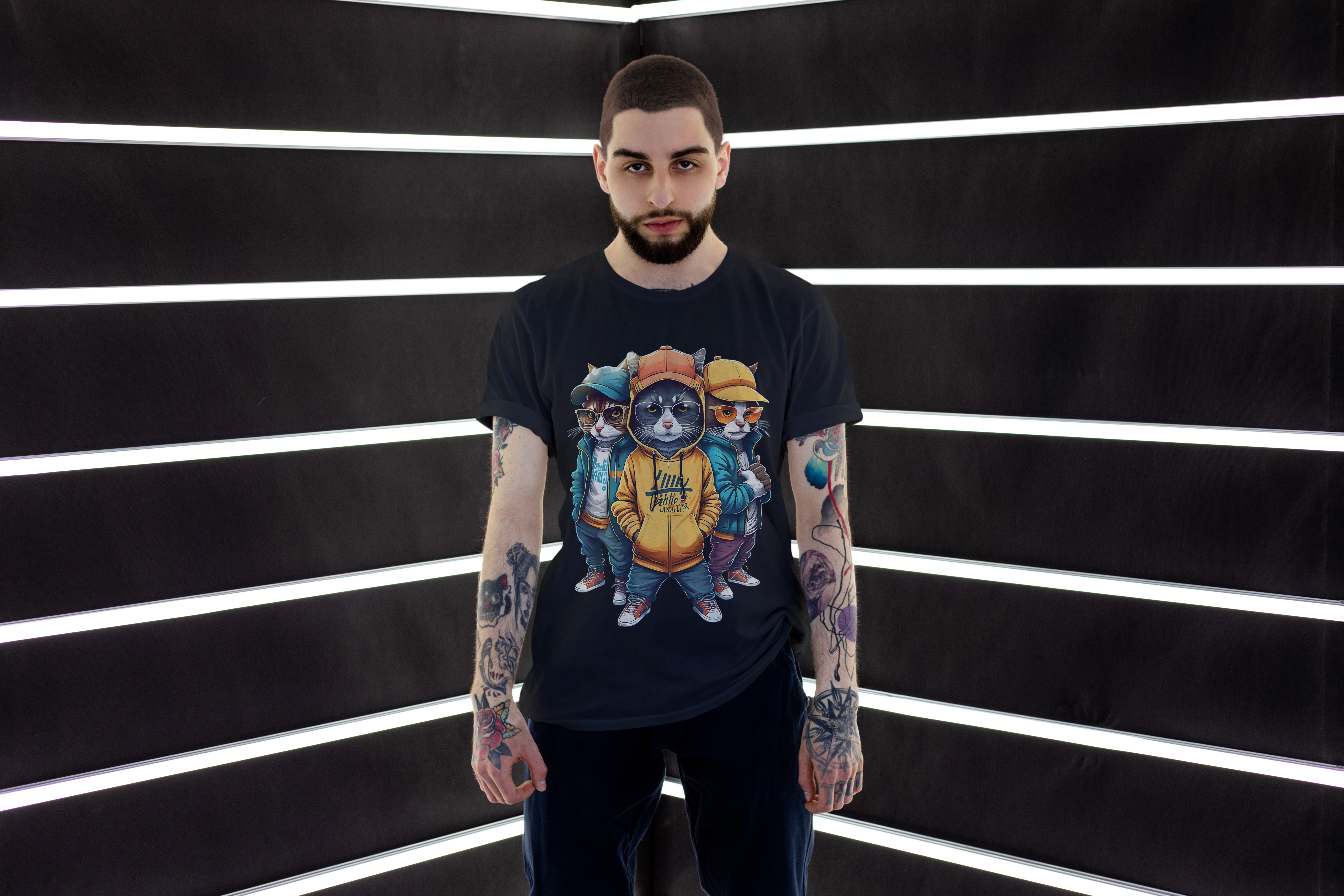 “Hoodie Cats” Oversized T-Shirt