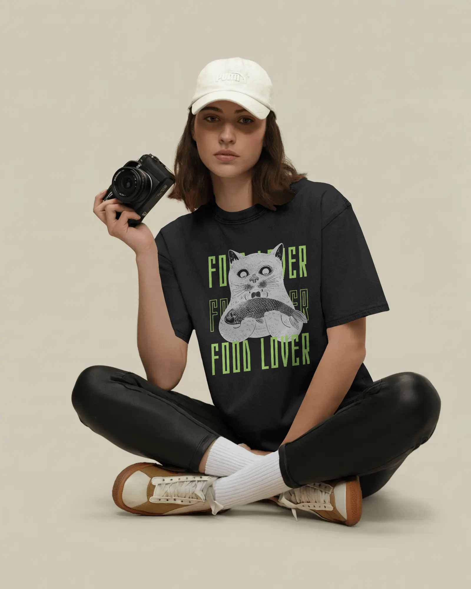 “Food Lover” Oversized Tee – Feed Me, Then Talk