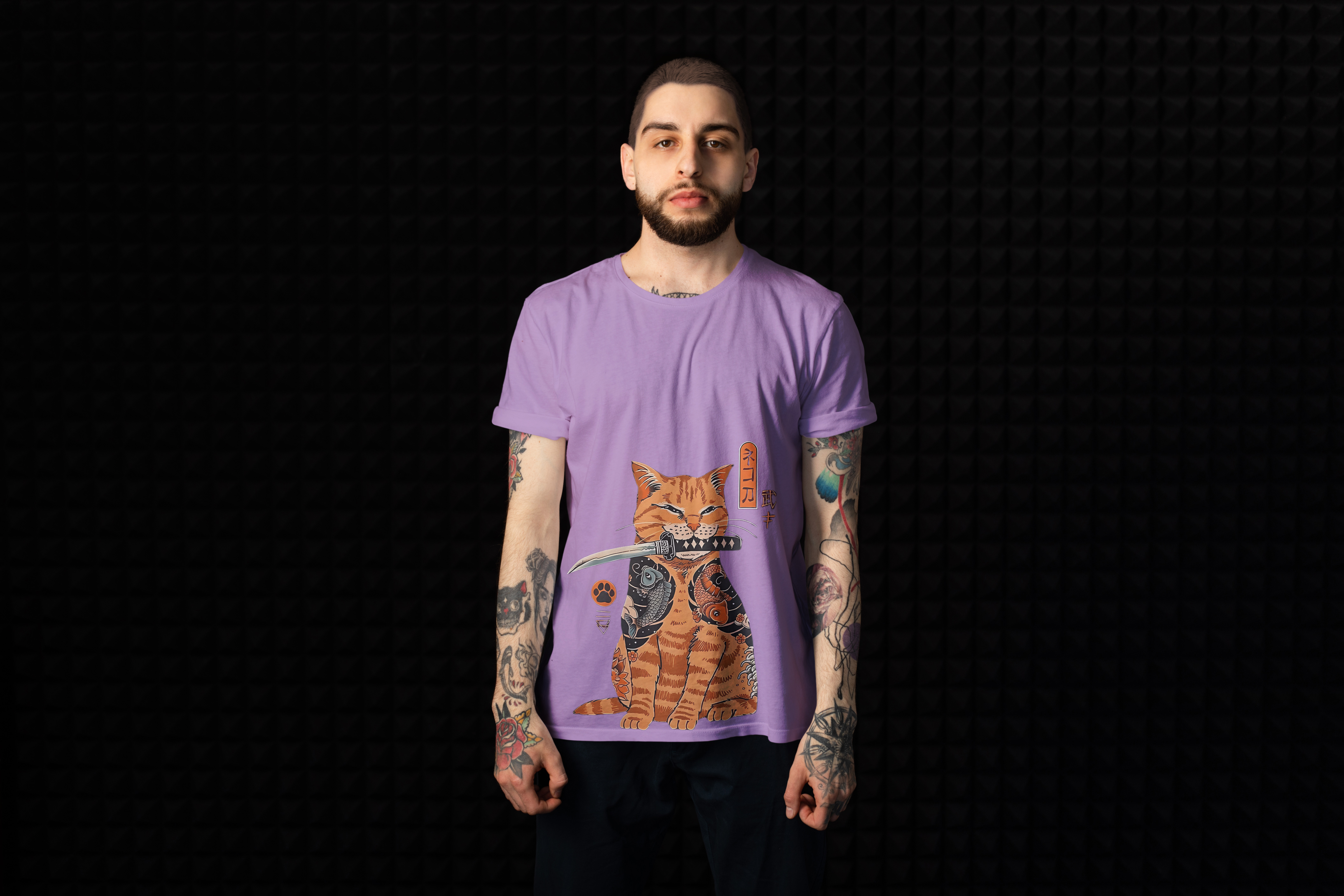 Cloth Wolf Oversized T-Shirt – “Samurai Cat” Edition