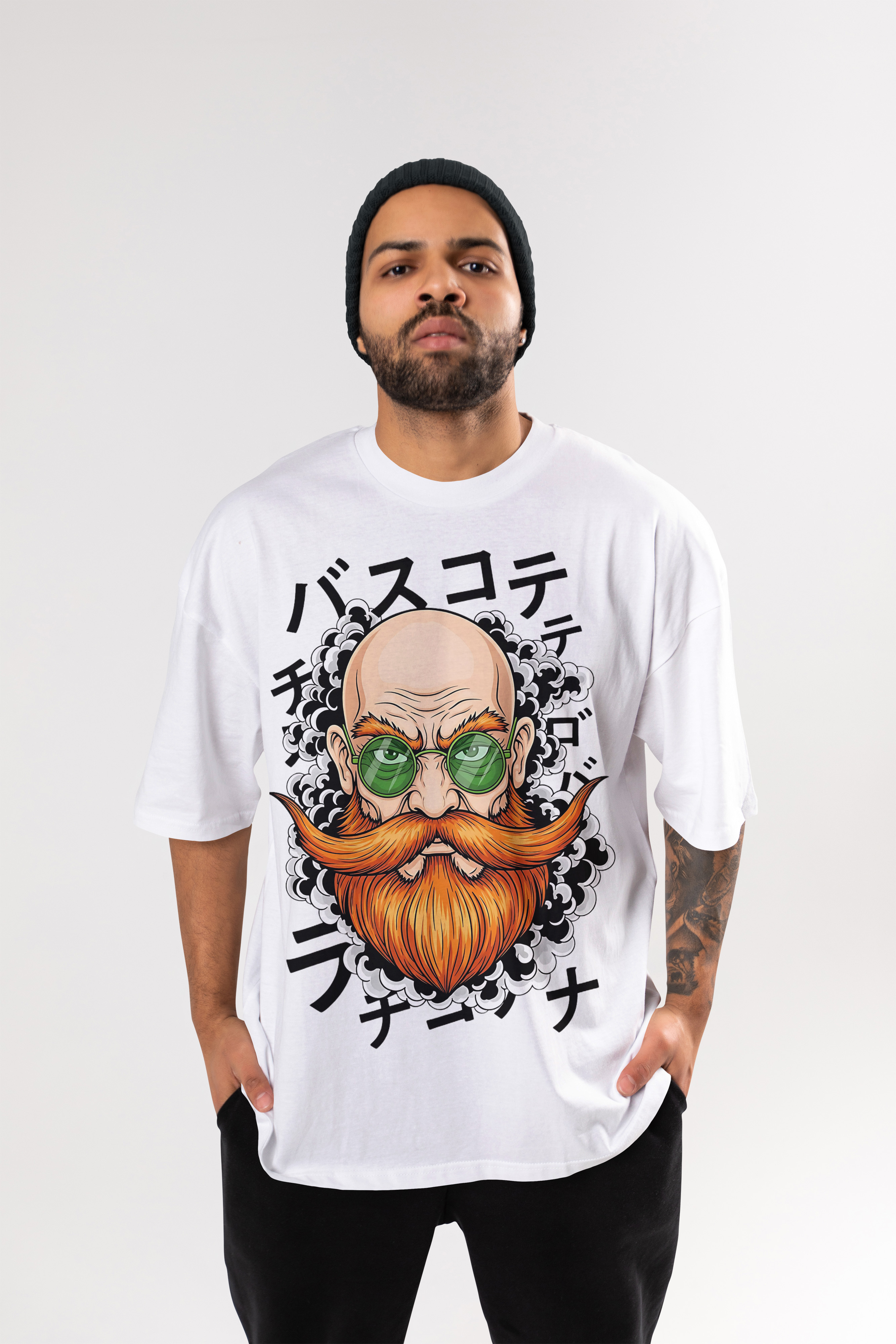 Cloth Wolf Oversized T-Shirt – “Bearded Sensei” Edition