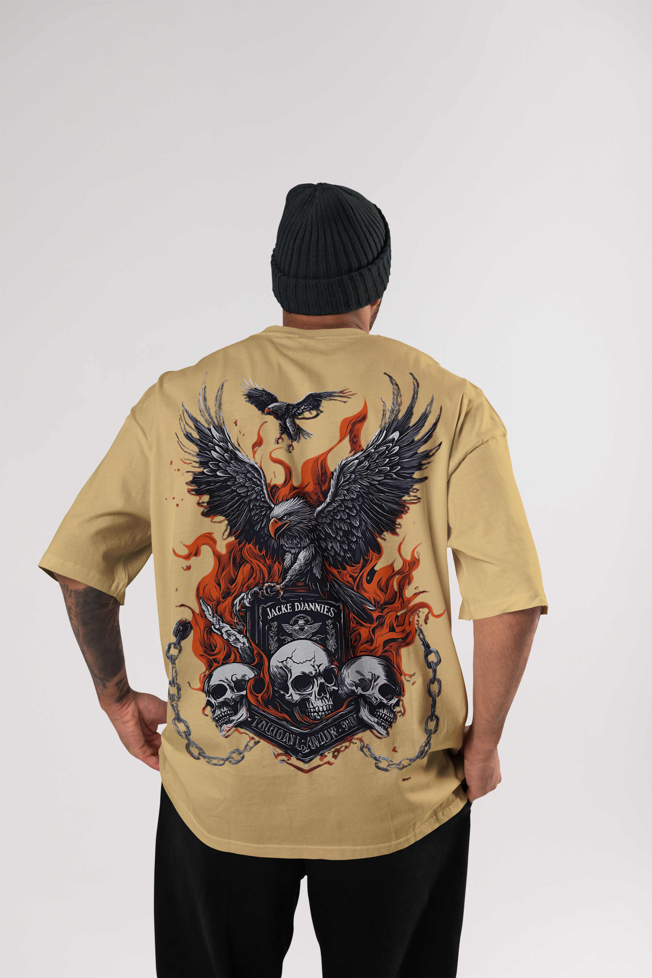 Cloth Wolf Oversized T-Shirt – “Flaming Raven” Edition