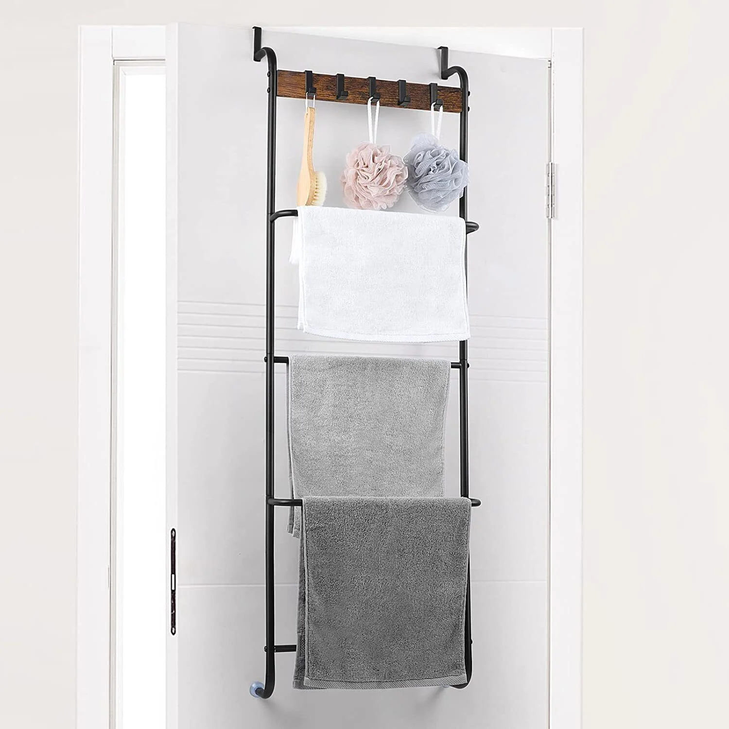 Over-the-door towel rack