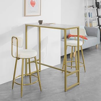 Modern Bar Table Set (white and Gold)
