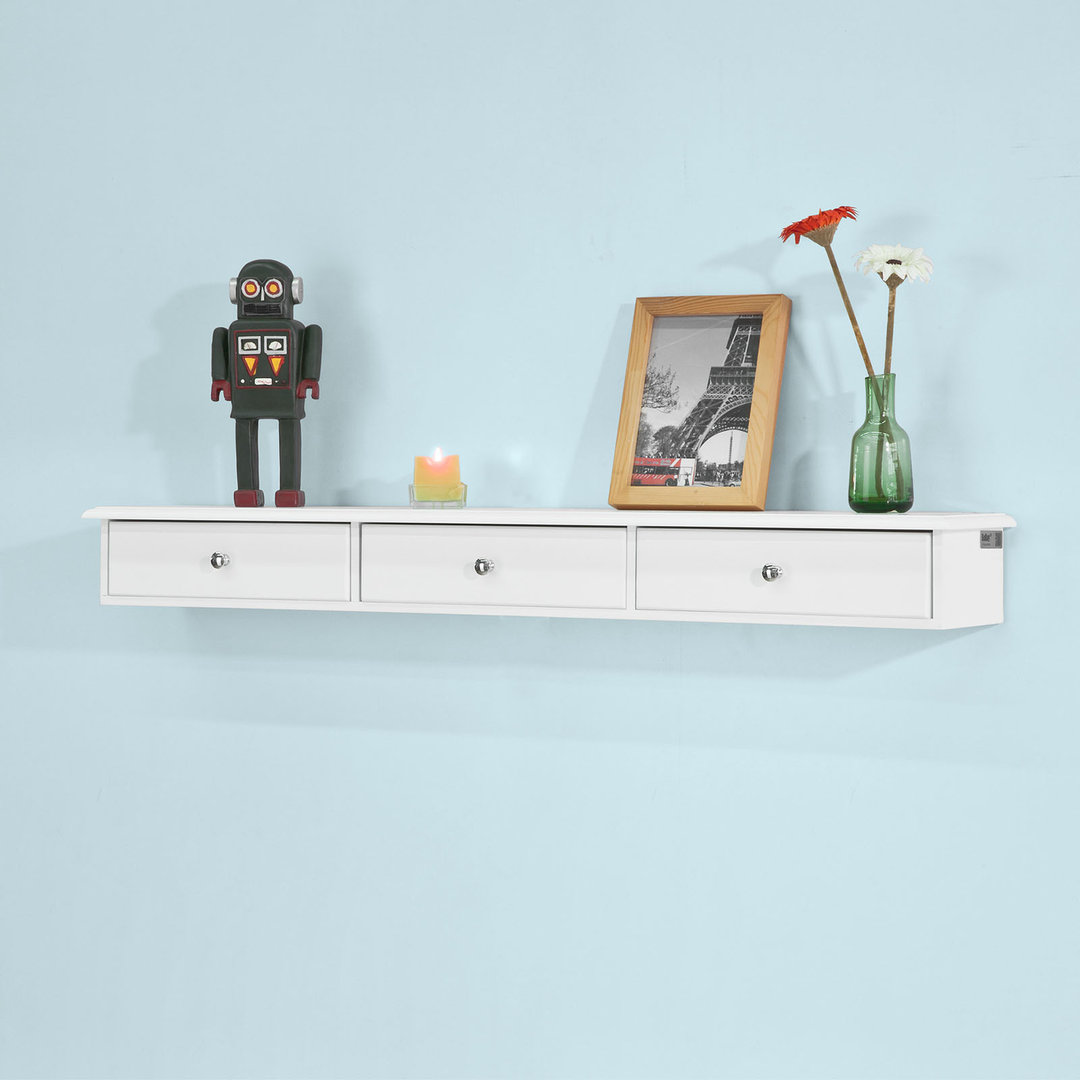 Wall-Mounted Floating Shelf with Drawers