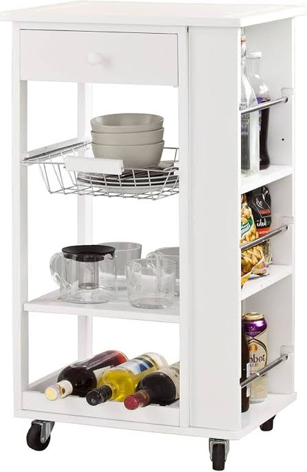 White Rolling Kitchen Storage Cart