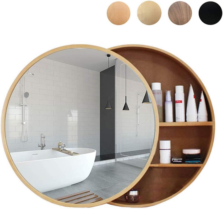 Round Wall Shelf with Mirror