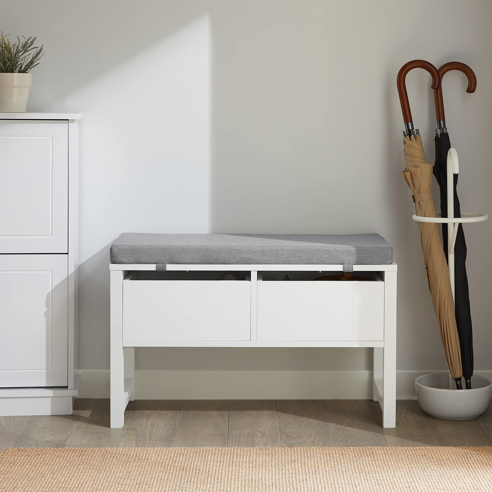Modern White Storage Bench