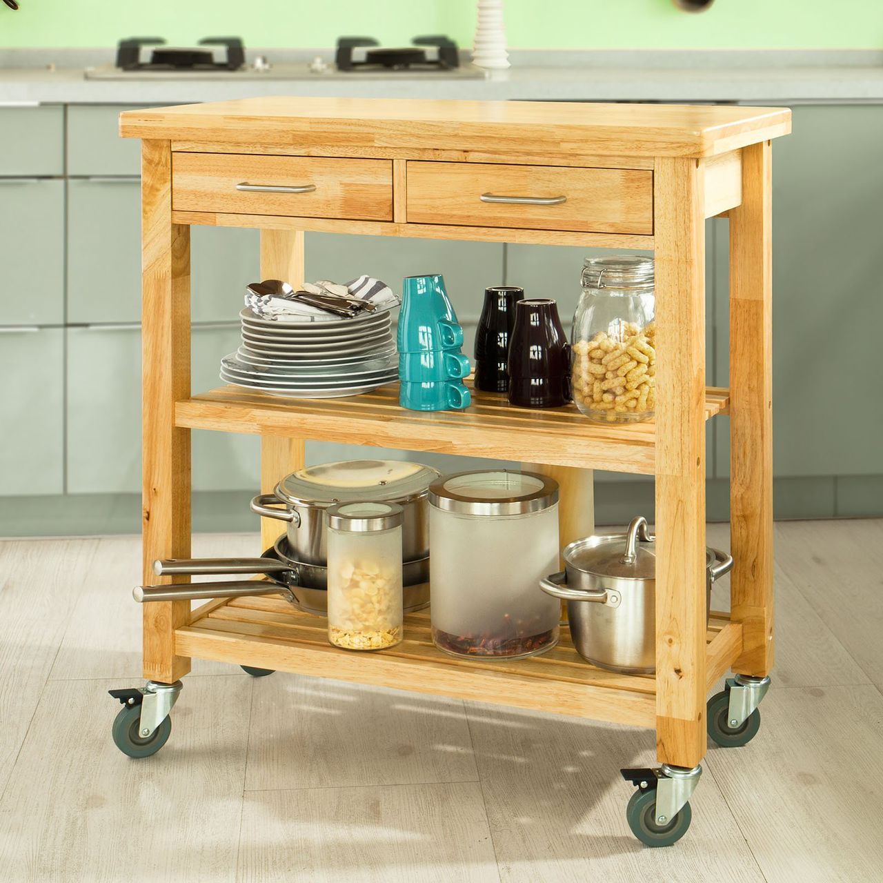 Wooden Kitchen Trolley Cart
