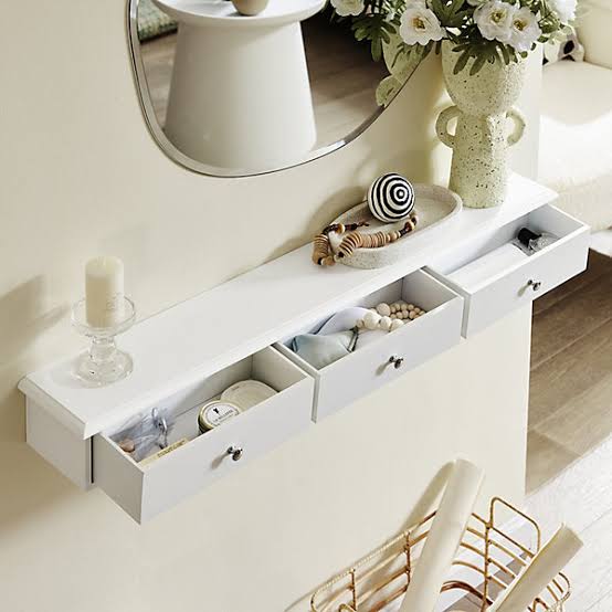 Wall-mounted White Storage Shelf
