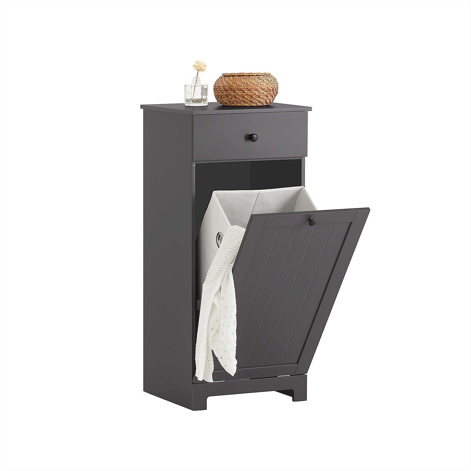 Dark Grey Laundry Hamper Bathroom Cabinet