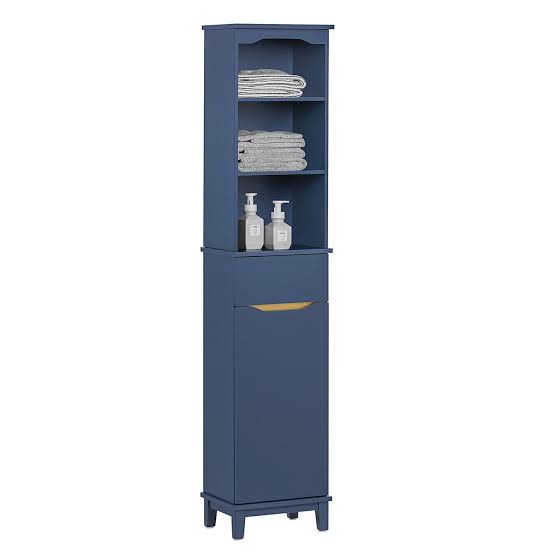 Tall Blue Bathroom Storage Cabinet