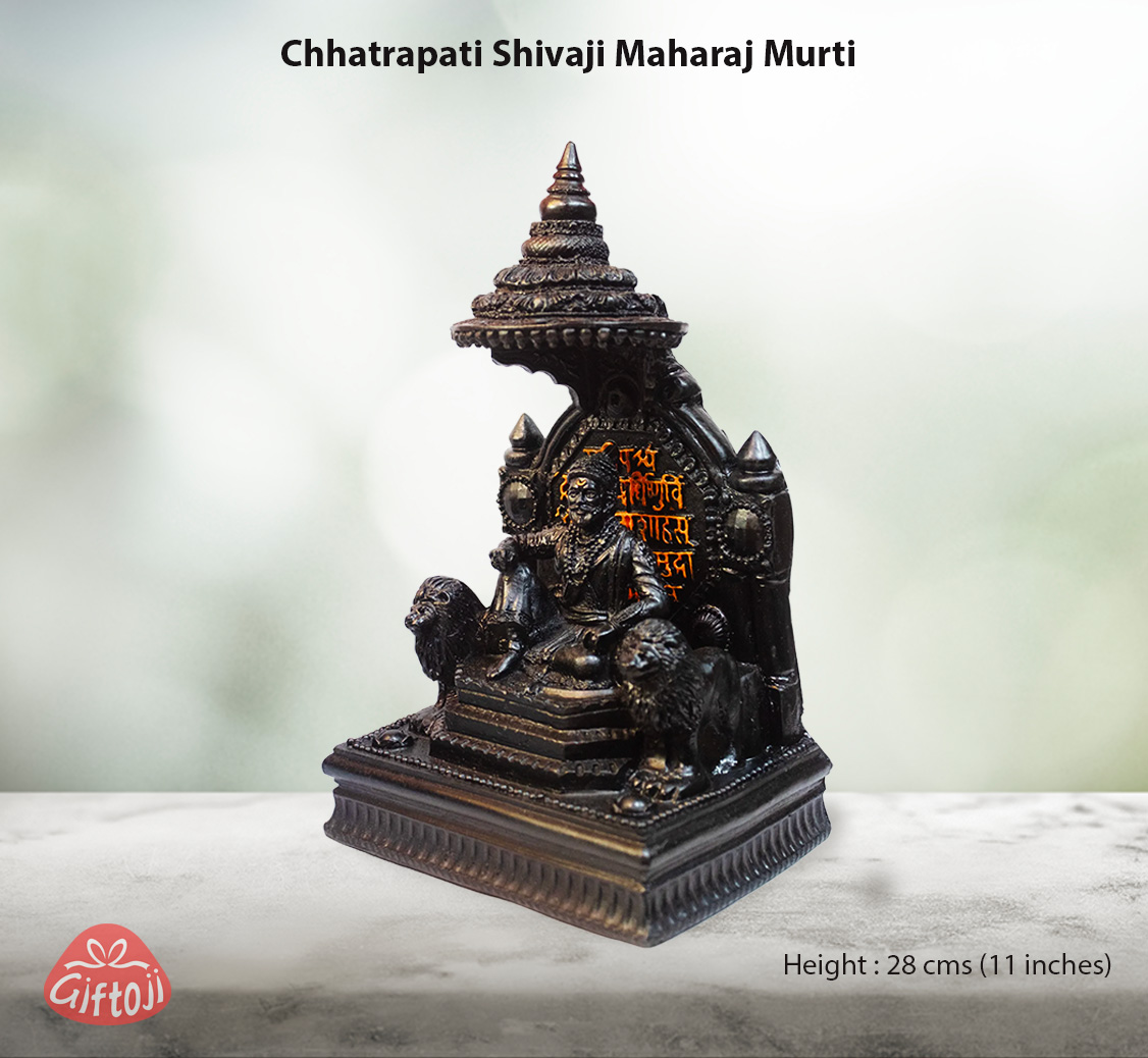 Chhatrapati Shivaji Maharaj Statue with Illuminated Jhumar – Fiber Idol for Home Decor & Gifting