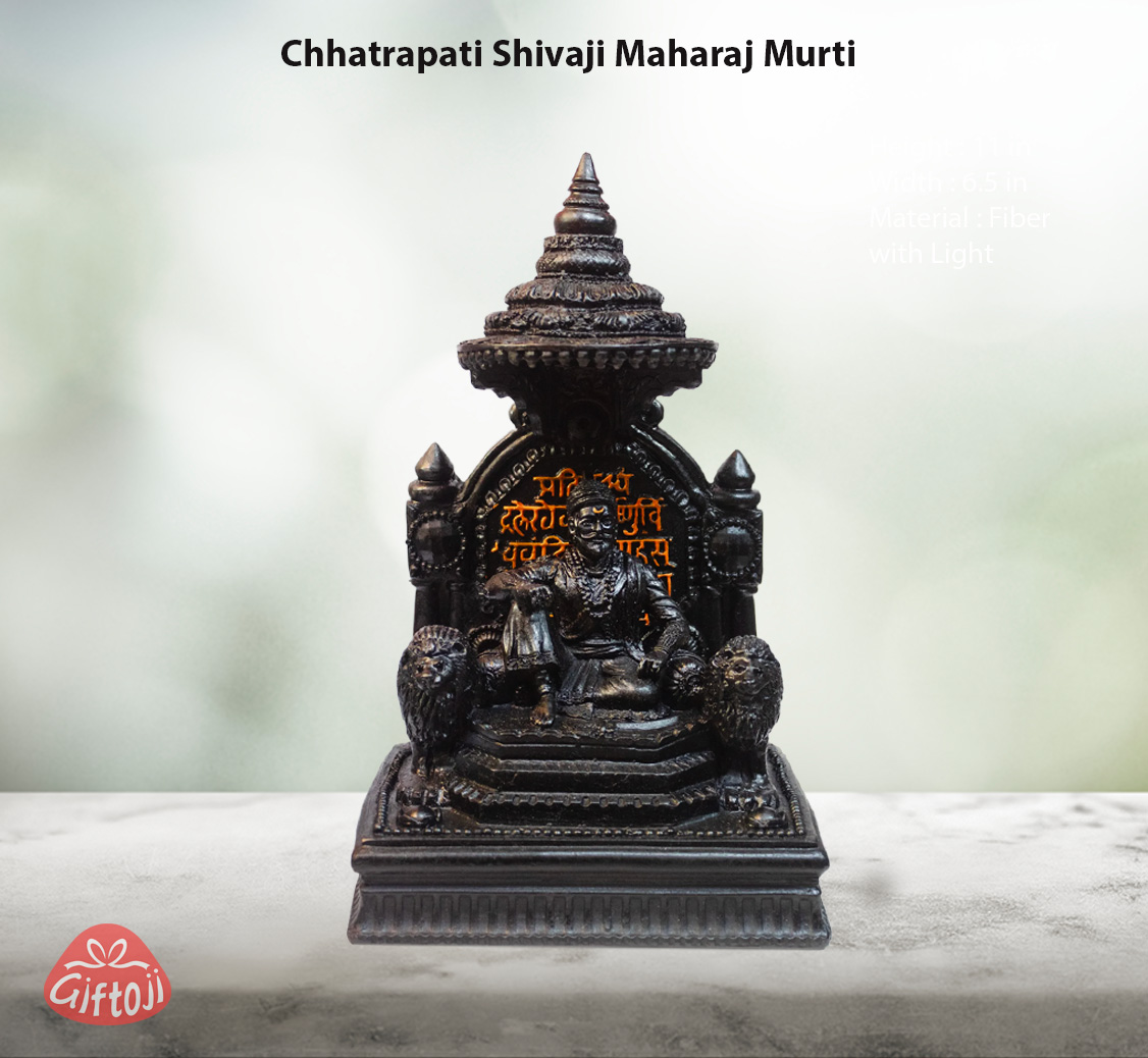 Chhatrapati Shivaji Maharaj Statue with Illuminated Jhumar – Fiber Idol for Home Decor & Gifting