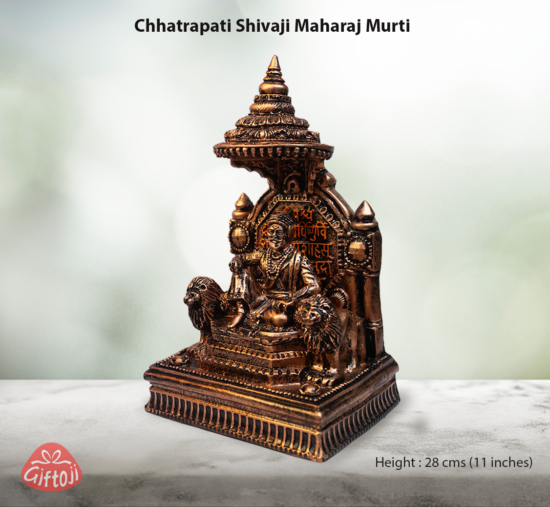 Chhatrapati Shivaji Maharaj Statue with Illuminated Jhumar – Fiber Idol for Home Decor & Gifting