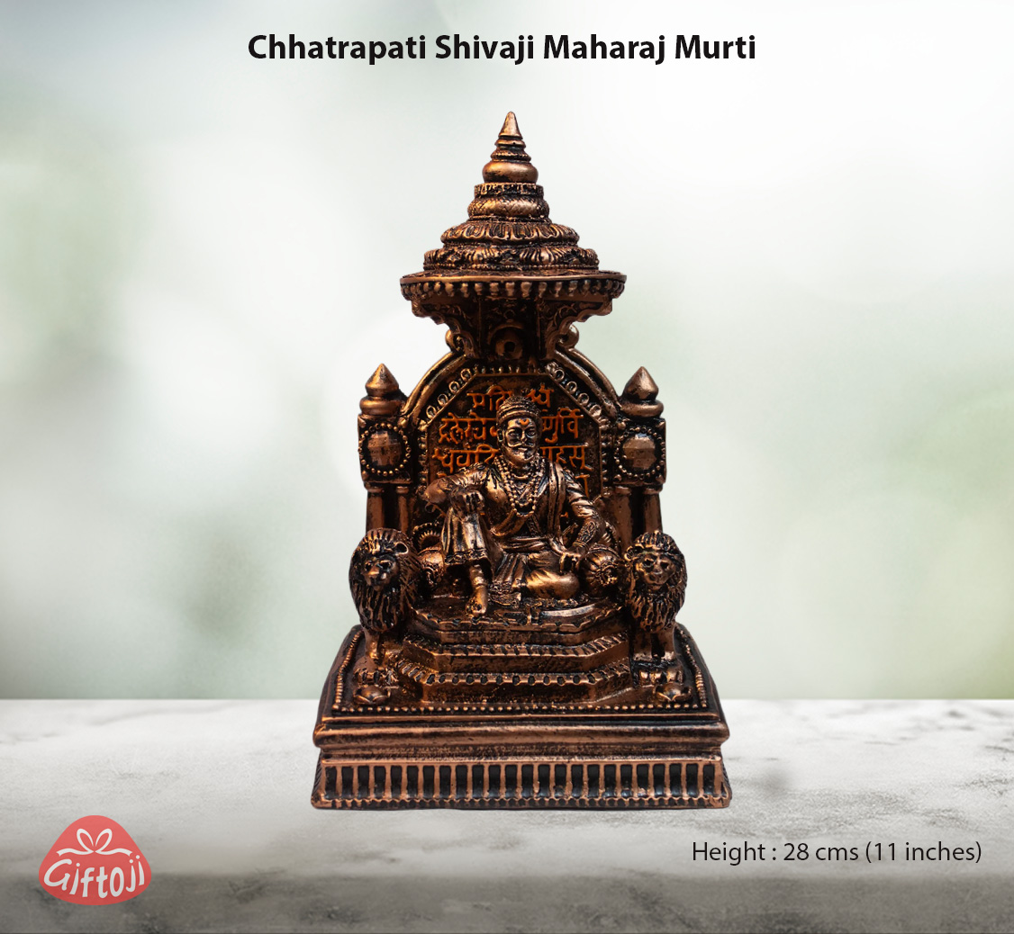 Chhatrapati Shivaji Maharaj Statue with Illuminated Jhumar – Fiber Idol for Home Decor & Gifting