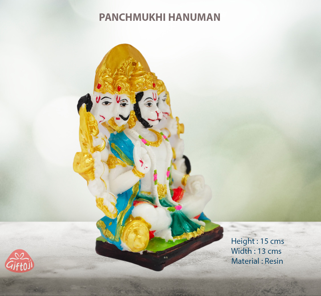 Panchmukhi Hanuman Idol – Resin Statue for Home, Office & Gifting (15 cm)