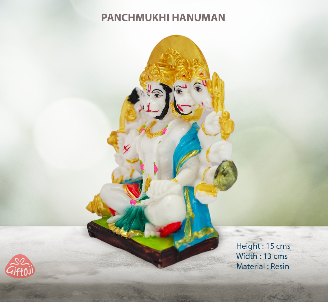 Panchmukhi Hanuman Idol – Resin Statue for Home, Office & Gifting (15 cm)