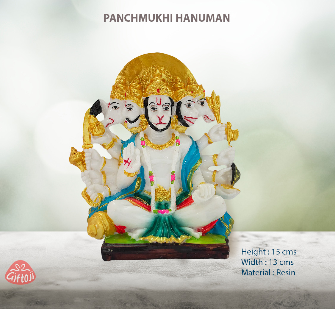 Panchmukhi Hanuman Idol – Resin Statue for Home, Office & Gifting (15 cm)