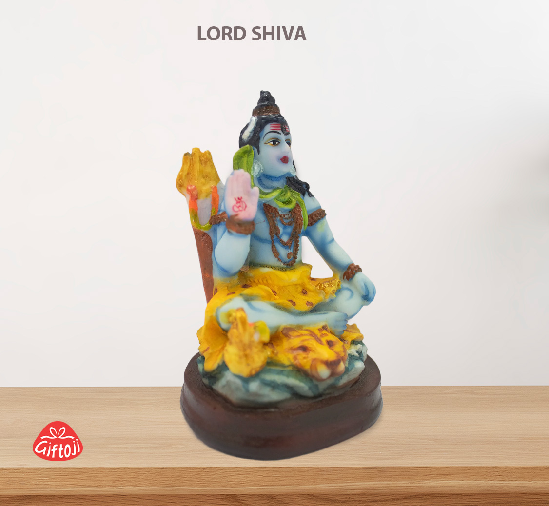 Lord Shiva Idol in Blessing Pose – 10 cm Resin Statue for Home Temple, Office & Car Dashboard