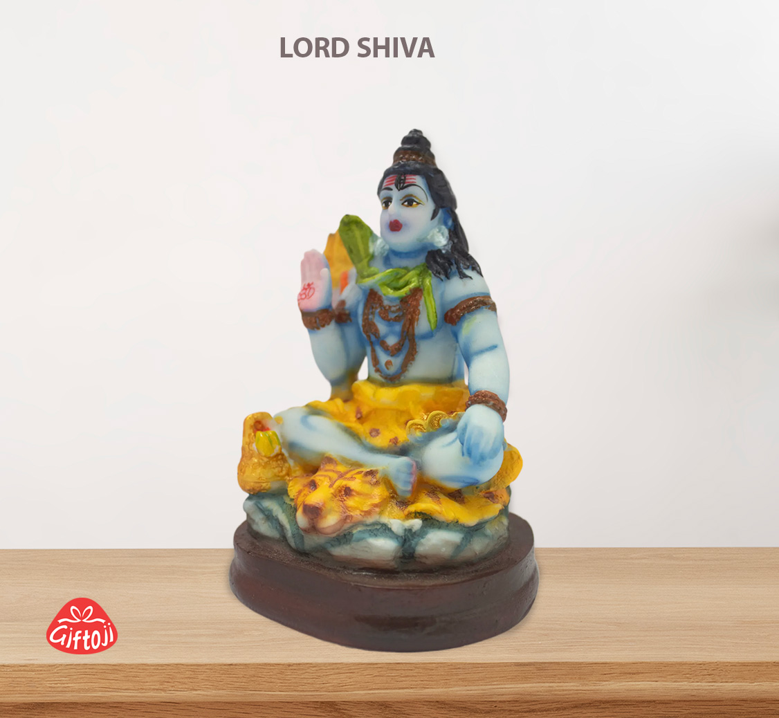 Lord Shiva Idol in Blessing Pose – 10 cm Resin Statue for Home Temple, Office & Car Dashboard
