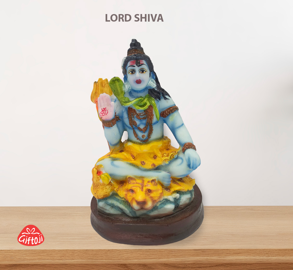 Lord Shiva Idol in Blessing Pose – 10 cm Resin Statue for Home Temple, Office & Car Dashboard