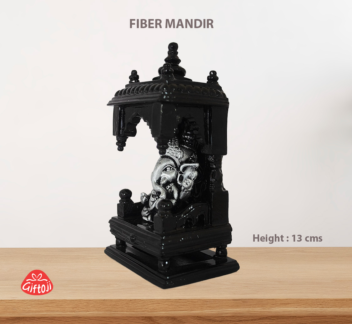 Fiber Mandir and Shree Ganesha in Silver Colour