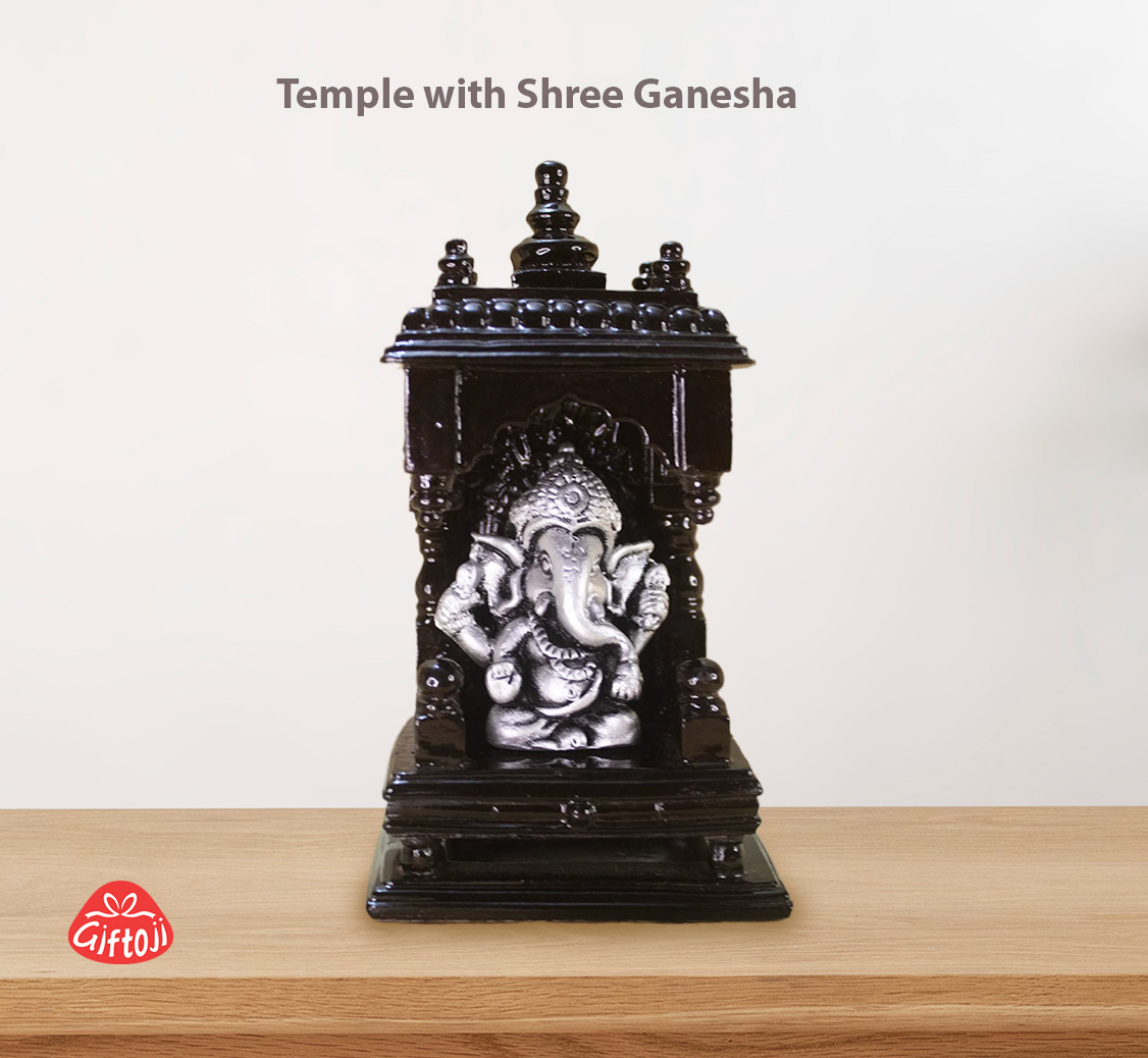 Fiber Mandir and Shree Ganesha in Silver Colour