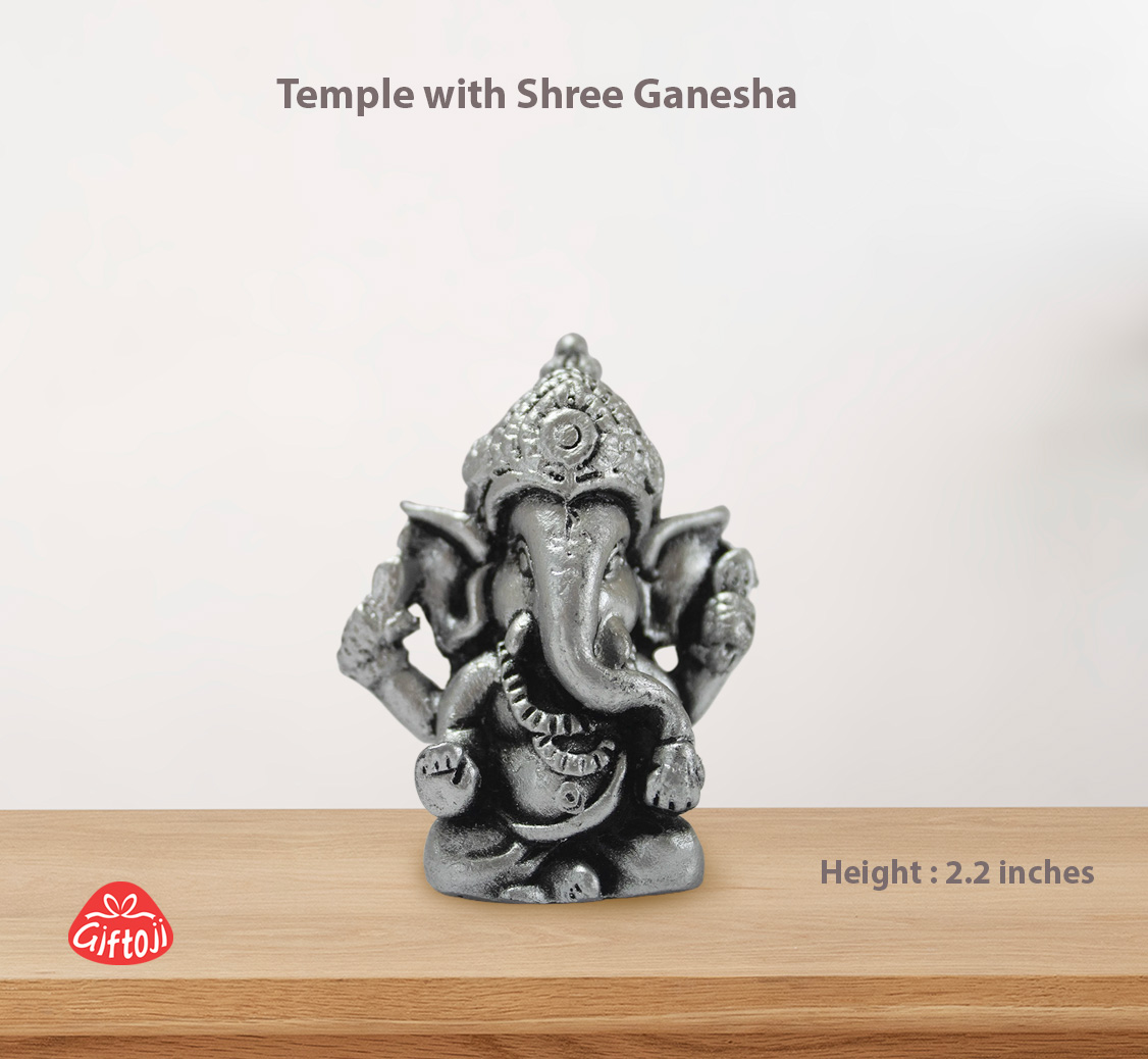 Fiber Mandir and Shree Ganesha in Silver Colour