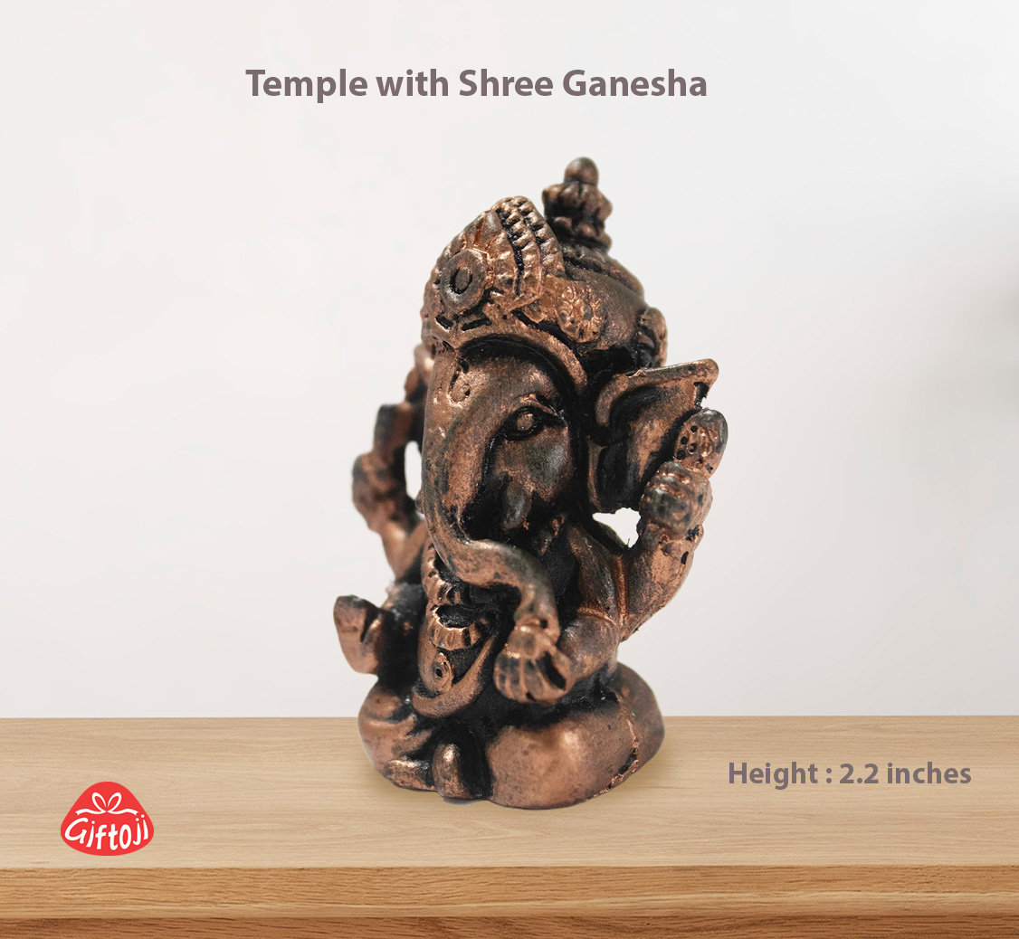Ganesha Idol with Copper Painted and Fiber Mandir