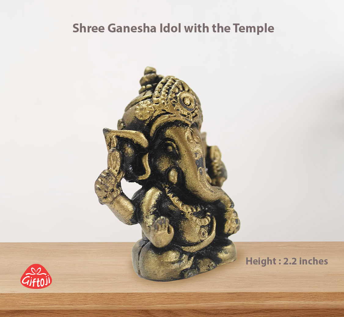 Shree Ganesha Idol with Fiber Temple