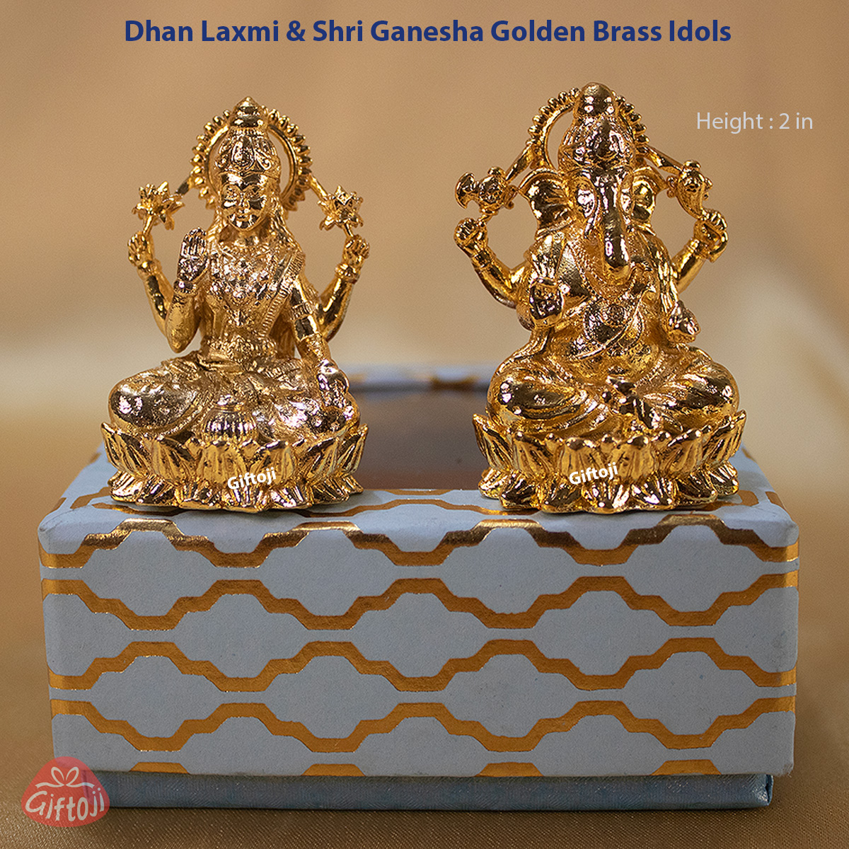 Dhan Laxmi & Shri Ganesha Golden Brass Idols
