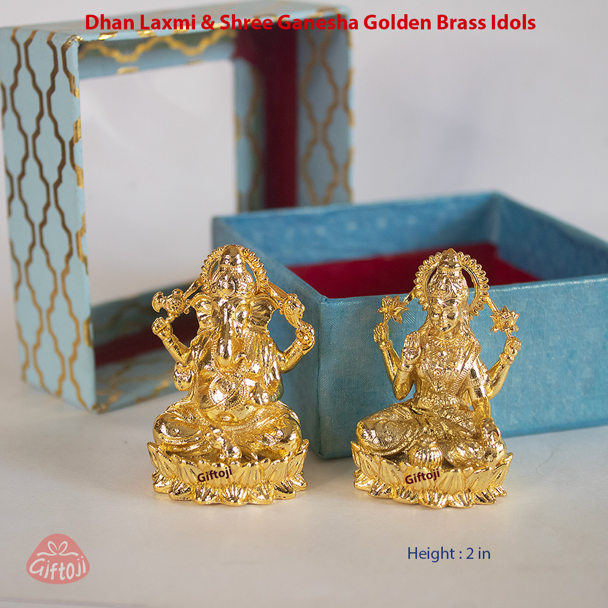 Dhan Laxmi & Shri Ganesha Golden Brass Idols